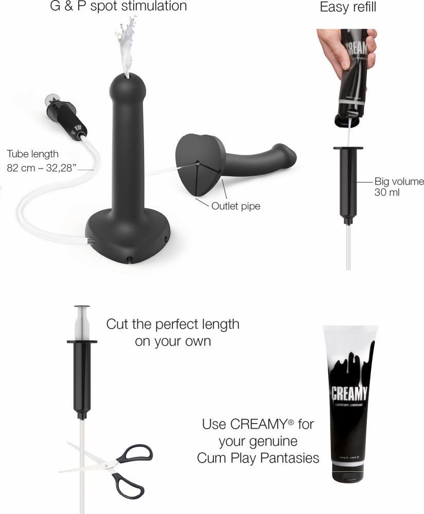 Squirting Cum Semi-Realistic Dildo Black - S
