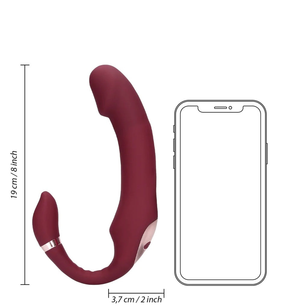 Bendable Vibrating Strapless Strap-on - bordeaux