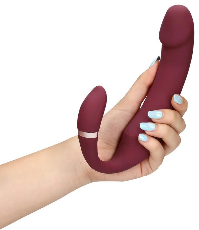 Bendable Vibrating Strapless Strap-on - bordeaux